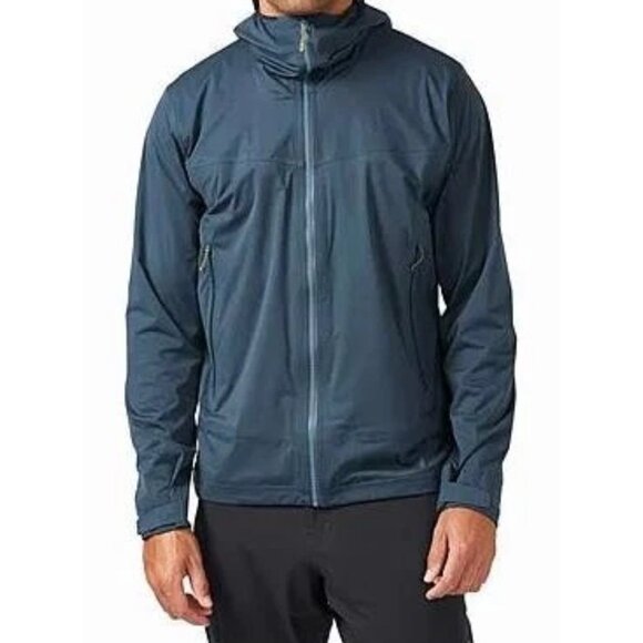 RAB KINETIC 2.0 WATERPROOF JACKET Mens Size XL Hooded Zip Pockets Coat - Picture 7 of 14